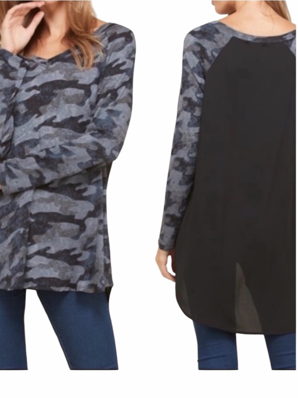 VISION USA camo long sleeve tunic top 1X